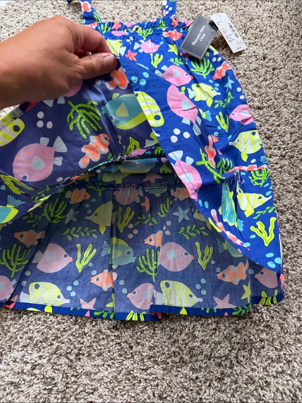 NWT Gymboree Girls' Navy Tropical Fish Splish Splash Ruffle Skirted Dress size 6